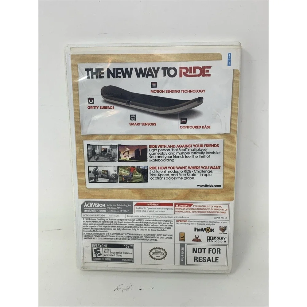 Tony Hawk: Ride (Nintendo Wii, 2009) Complete w/ Manual